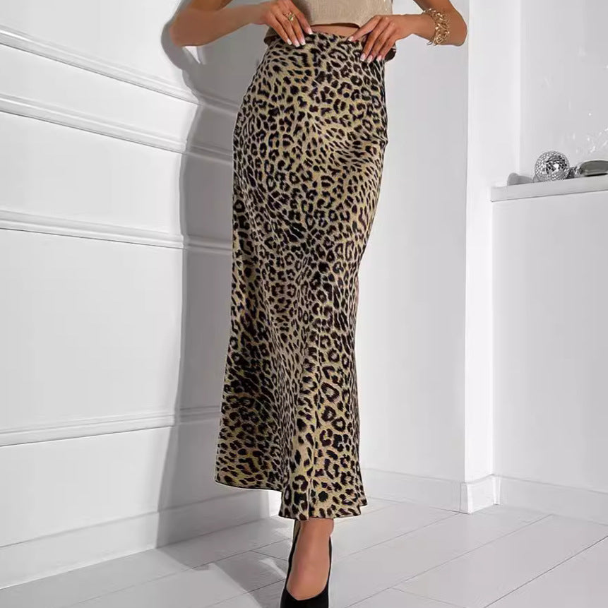 Damer Maxikjole med elegant leopardmønster og høj slids Stilla