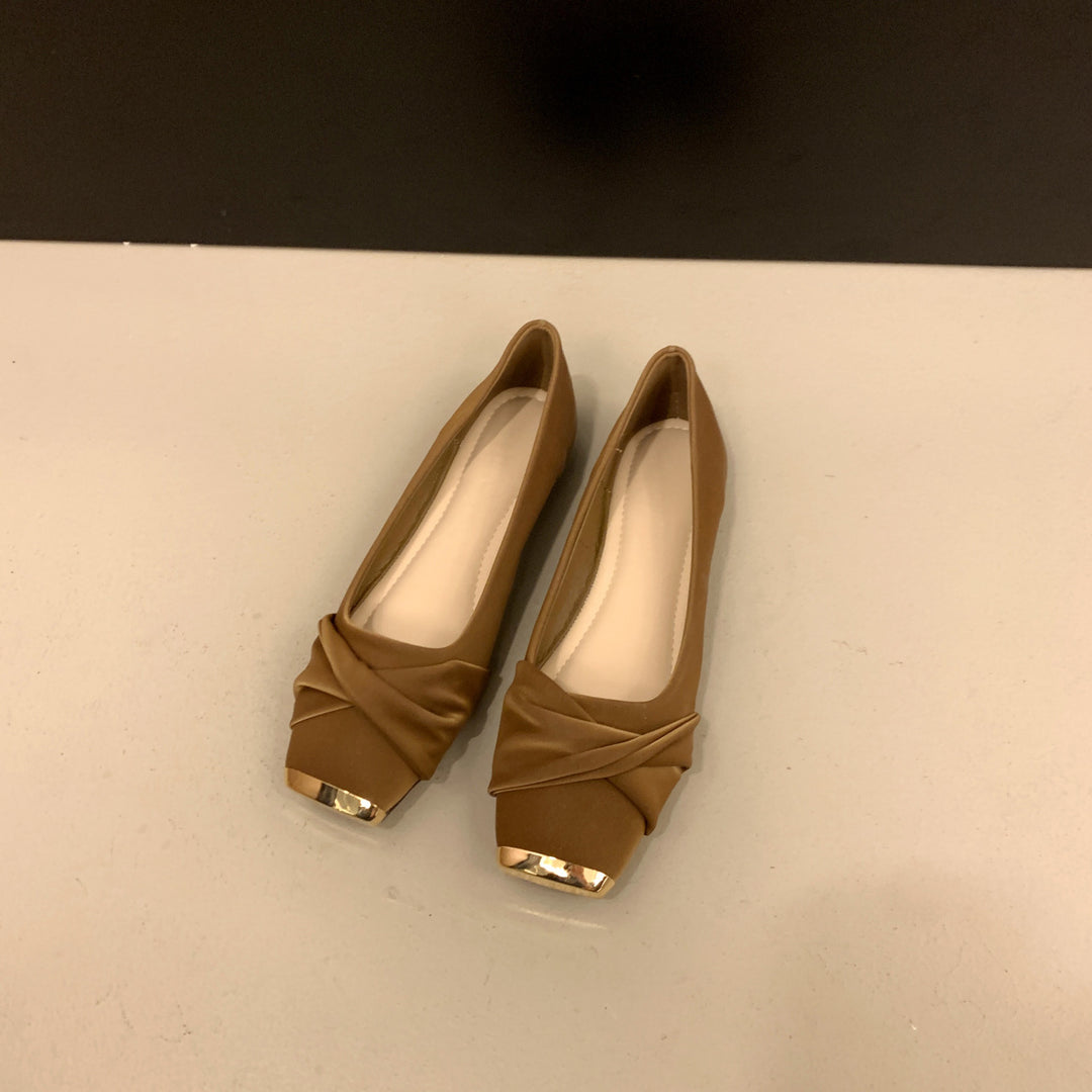 Dame Elegant Blokhæls Ballerinas med dekorativ knude Stilla