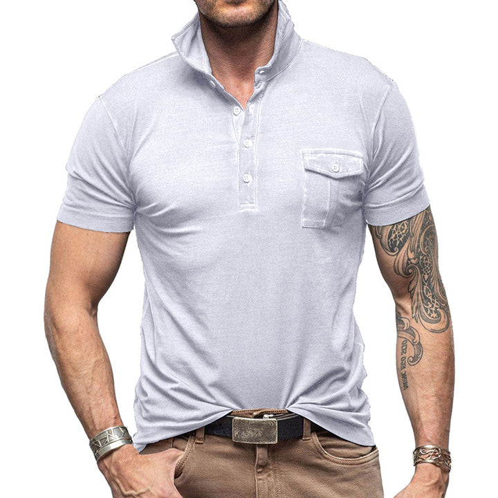 Herrer Poloshirt med praktisk brystlomme og moderne ståkrave Stilla