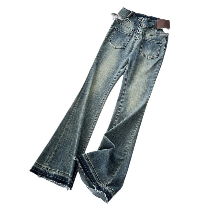 Dame højtaljede jeans med trendy used-look og moderne snit Stilla