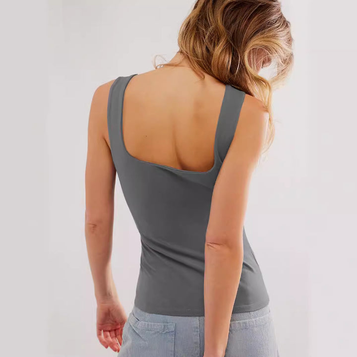 Dame tætsiddende tanktop med firkantet udskæring og komfortabel pasform Stilla