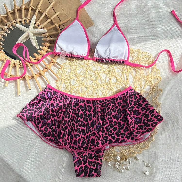 Dame bikini sæt med prikket top og voluminøs nederdel Skovae