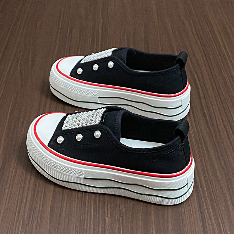Dame Slip-On Sneakers med glitrende overflade og skridsikker sål Stilla