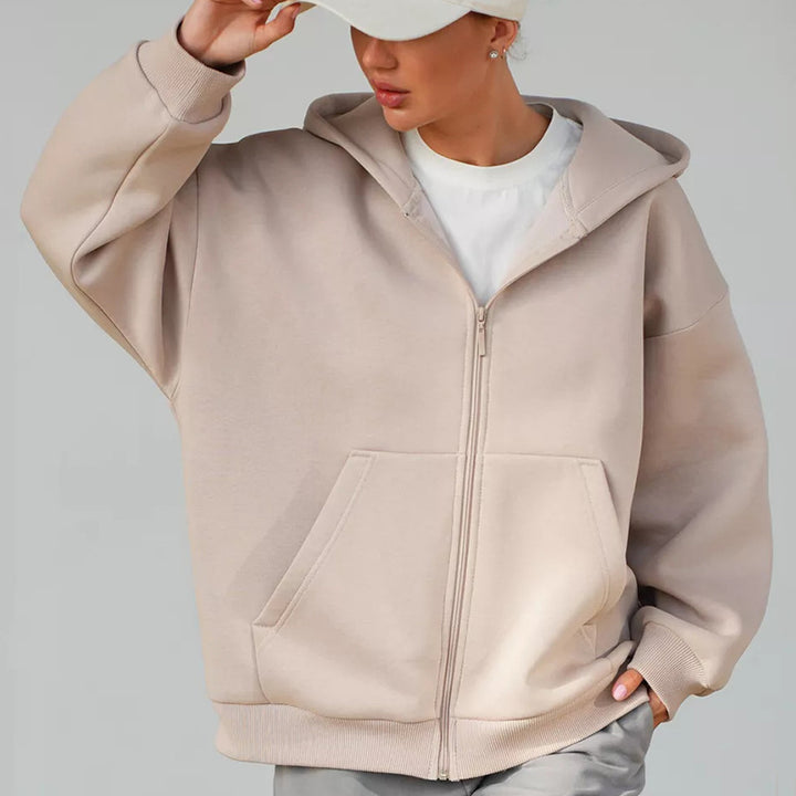 Kvinder blød zip hoodie jakke med kængurulommer Skovae