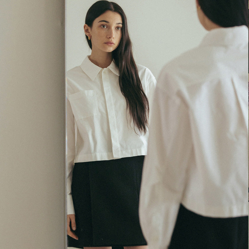 Dame Casual Skjortebluse med struktureret design og brystlomme Stilla