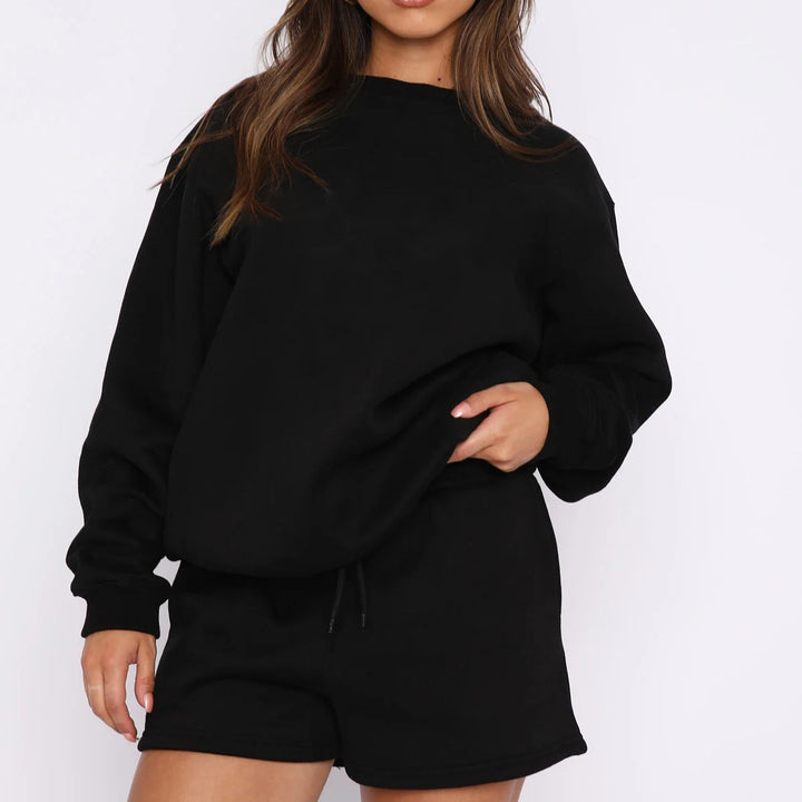 Dame behageligt sweatshirtsæt med shorts Stilla