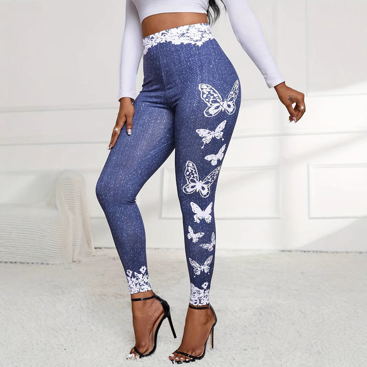 Dame leggings med høj talje og feminine spidsdetaljer Stilla