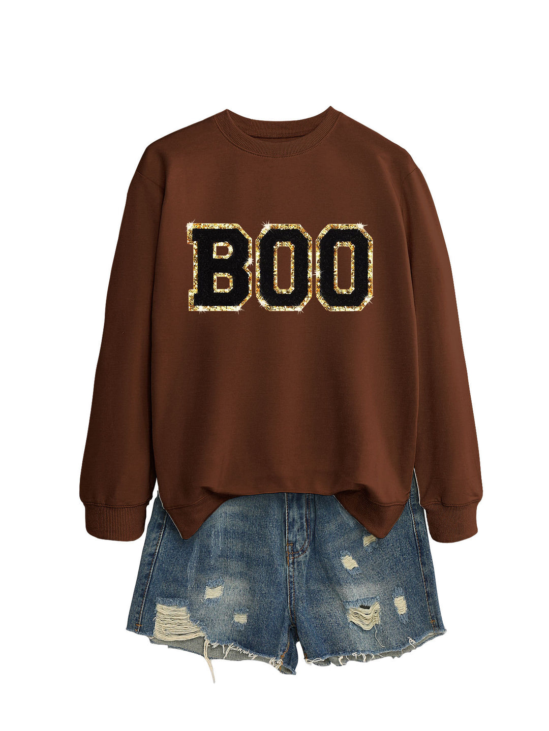 Dame sweatshirt med glitrende print Stilla