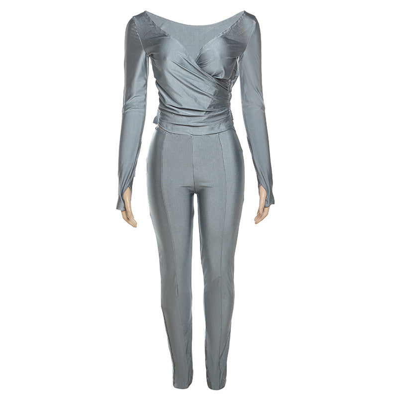 Dame Elegant Bodysuit med indviklet design og lange ærmer Stilla