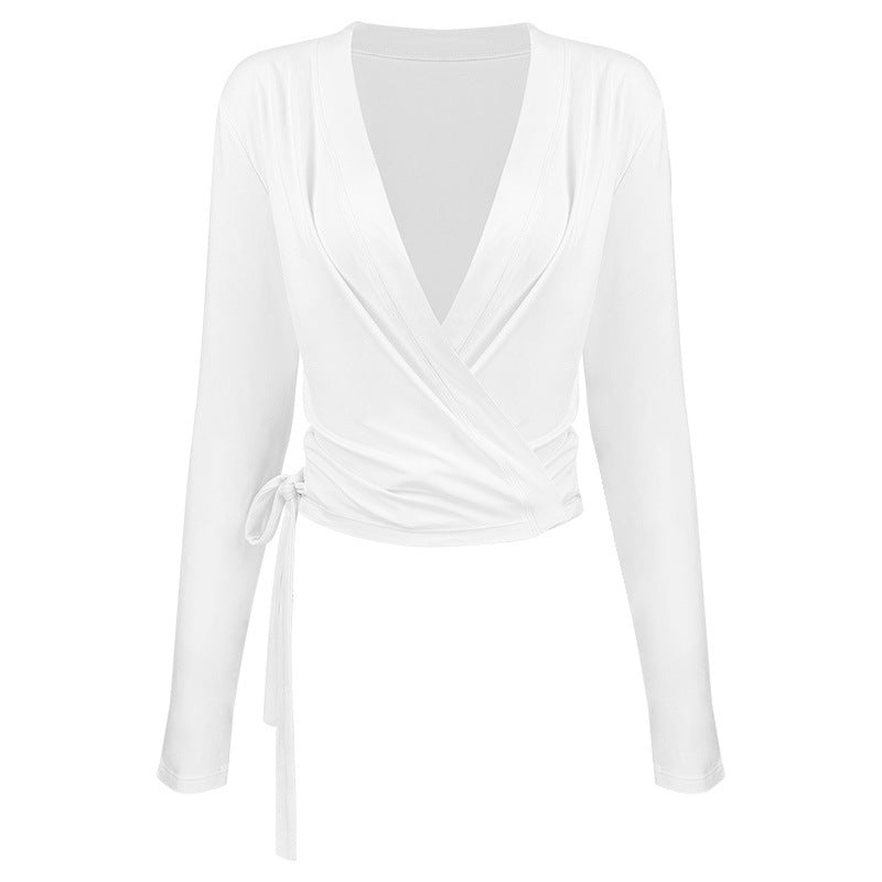 Dame indpakningsbluse med elegant V-hals og fint stof Stilla