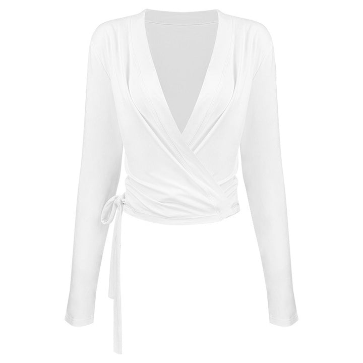 Dame indpakningsbluse med elegant V-hals og fint stof Stilla