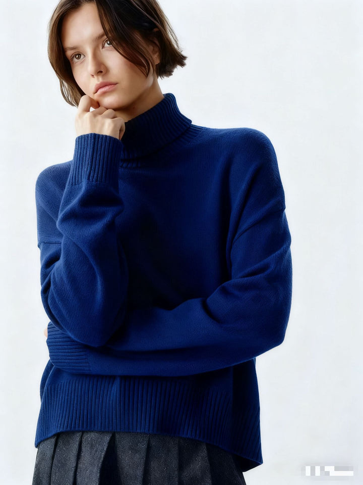 Dame Cozy Turtleneck Sweater med Oversized Snit og Fin Ribstruktur Stilla