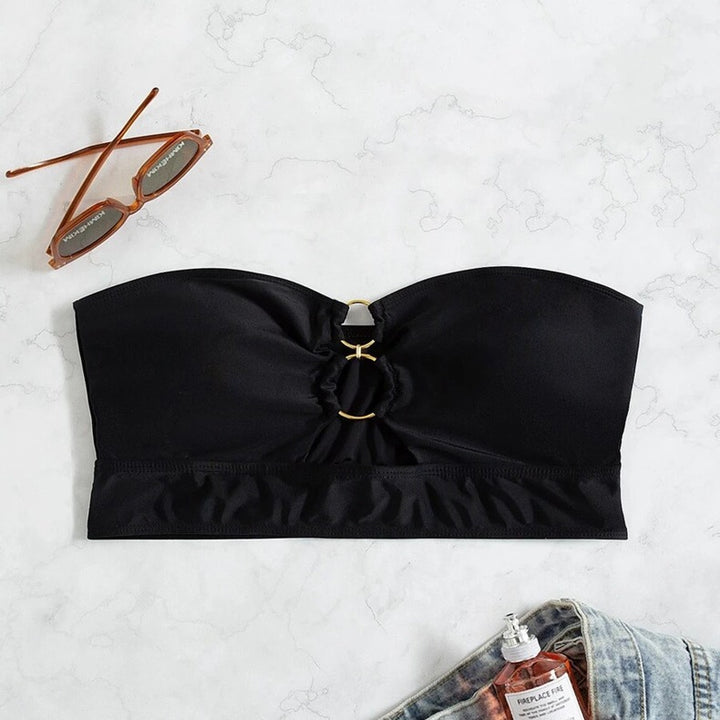 Dame Bandeau bikini top med raffineret ringdetalje Skovae