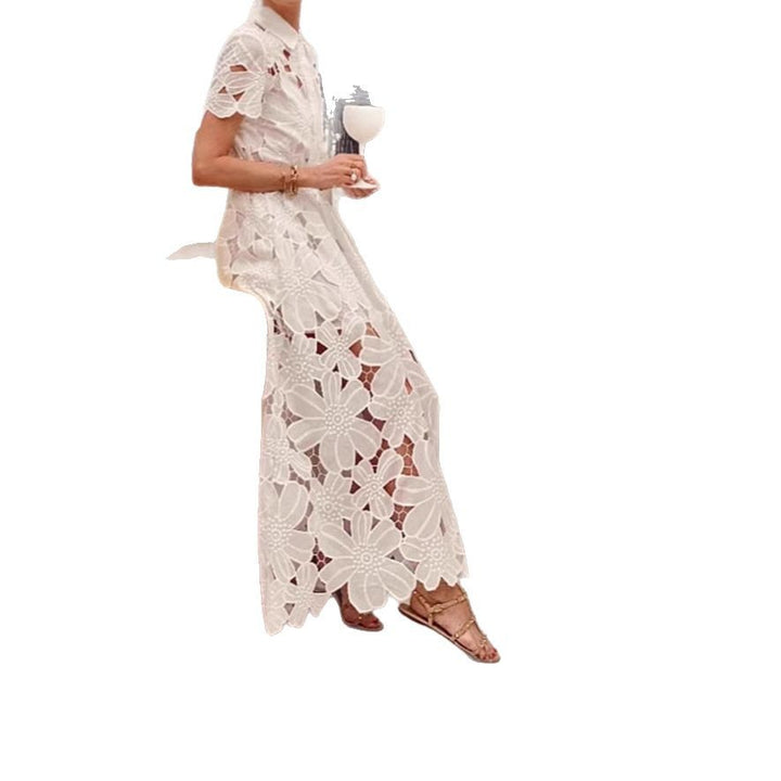 Damekjole af transparent spids med florale accenter Stilla