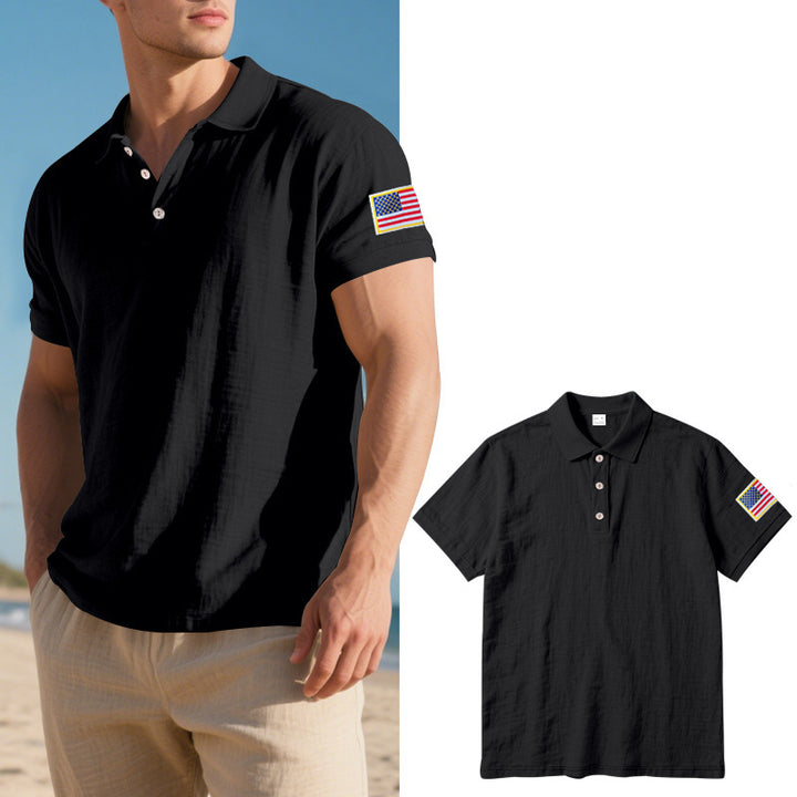 Herre polo shirt med moderigtigt amerikansk flagmotiv og højkvalitets bomuld Stilla