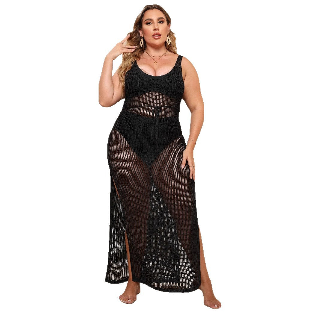 Dame transparent strandkjole med sidelange slids Skovae