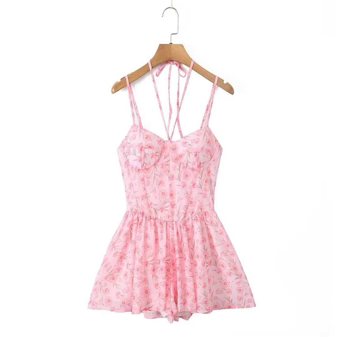 Dame Playsuit med blomsterprint og justerbare stropper Stilla
