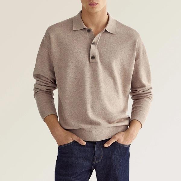 Herrer Poloshirt med knaplukning i blød bomuldsblanding Stilla