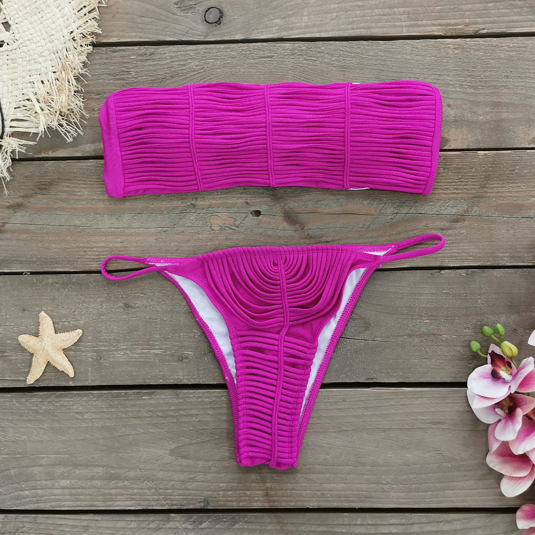Dame Bikini-sæt med raffineret flæse-design og høj talje Stilla