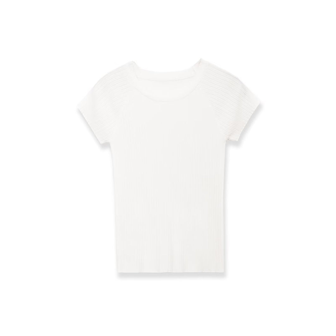 Dame tætsiddende rib T-shirt med korte ærmer Skovae
