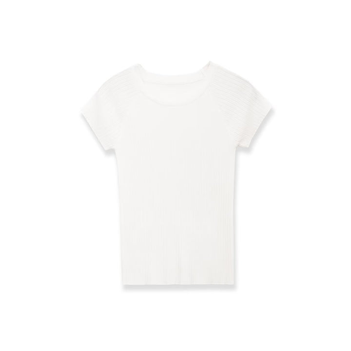 Dame tætsiddende rib T-shirt med korte ærmer Skovae