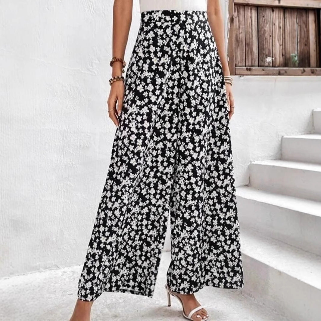 Dame bred sommerbukser med blomsterdesign Stilla