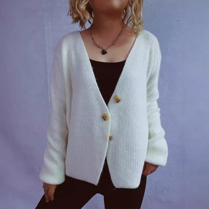 Damer hyggelig cardigan med store knapper og struktureret design Stilla