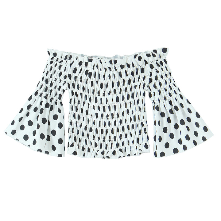 Dame Off-Shoulder Bluse med Volantdetaljer og Polka-Dots Stilla