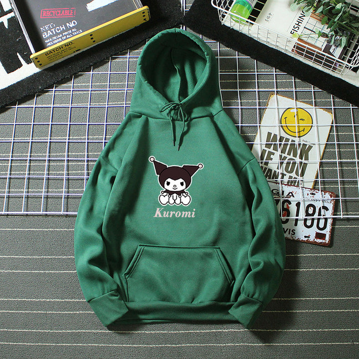Kvinders hoodie med sødt ko-motiv og høj kvalitet fleece-foring Skovae