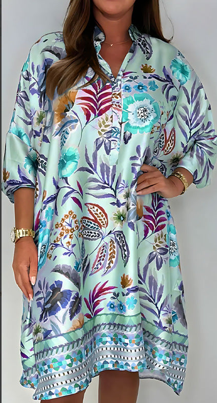 Dame skjortekjole med blomsterprint Stilla