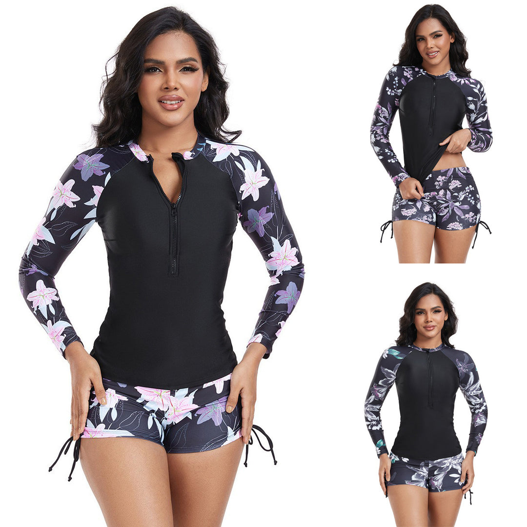 Dame Langærmet Rashguard med fashionabelt blomsterdesign Skovae
