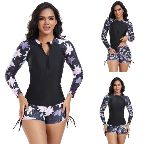 Dame Langærmet Rashguard med fashionabelt blomsterdesign Skovae