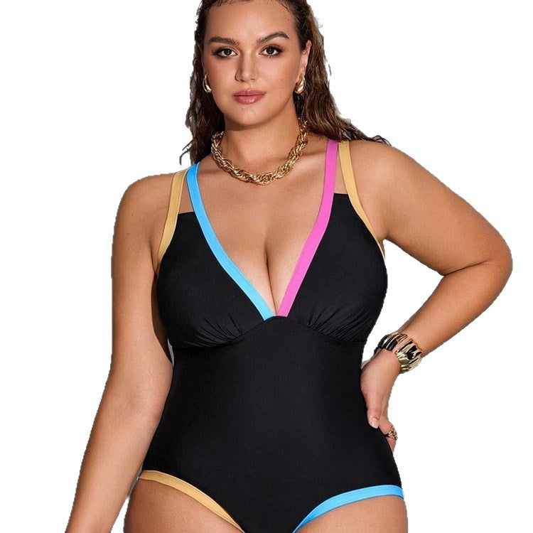 Damer one-piece badedragt med fashionabel farveblok-design Skovae