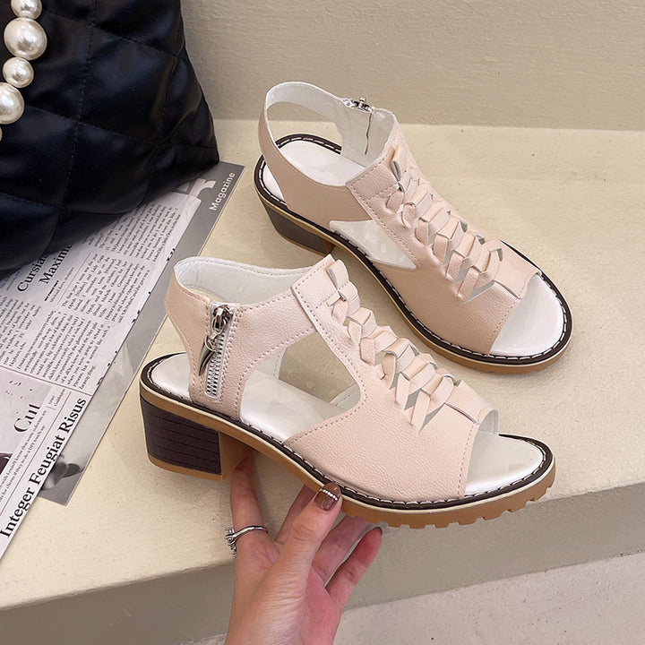 Dame Sandaler med elegant snøredesign og praktisk lynlås Stilla