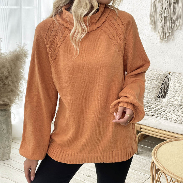 Damepullover med rullekrave og struktureret kabeldesign Stilla