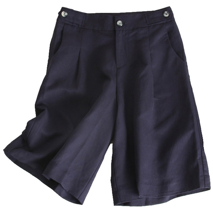 Dame brede linned-shorts med elegante folder og sidelommer Stilla