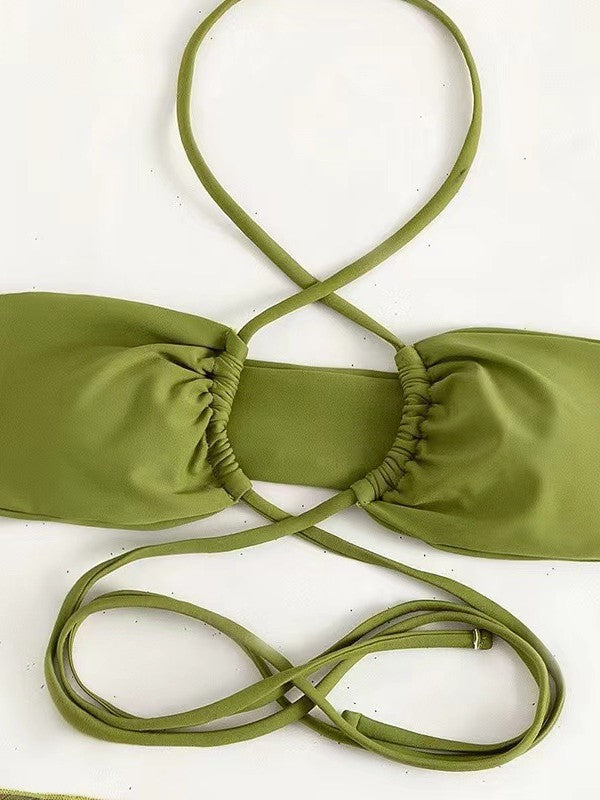 Dame moderne cropped Bikini-sæt med flydende vikle Stilla