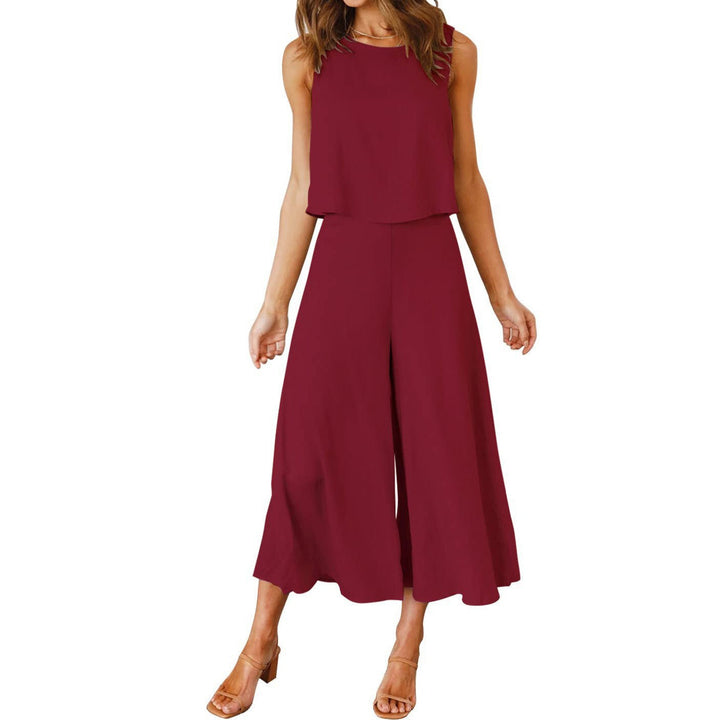 Dame Løs Jumpsuit med Svingende Ben og Ærmeløst Design Skovae