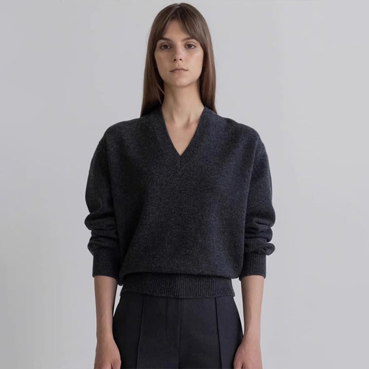 Dame V-hals sweater i høj kvalitet cashmere uld Stilla