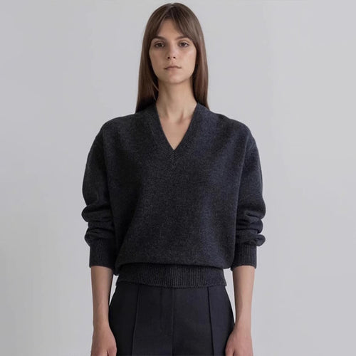 Dame V-hals sweater i høj kvalitet cashmere uld Stilla