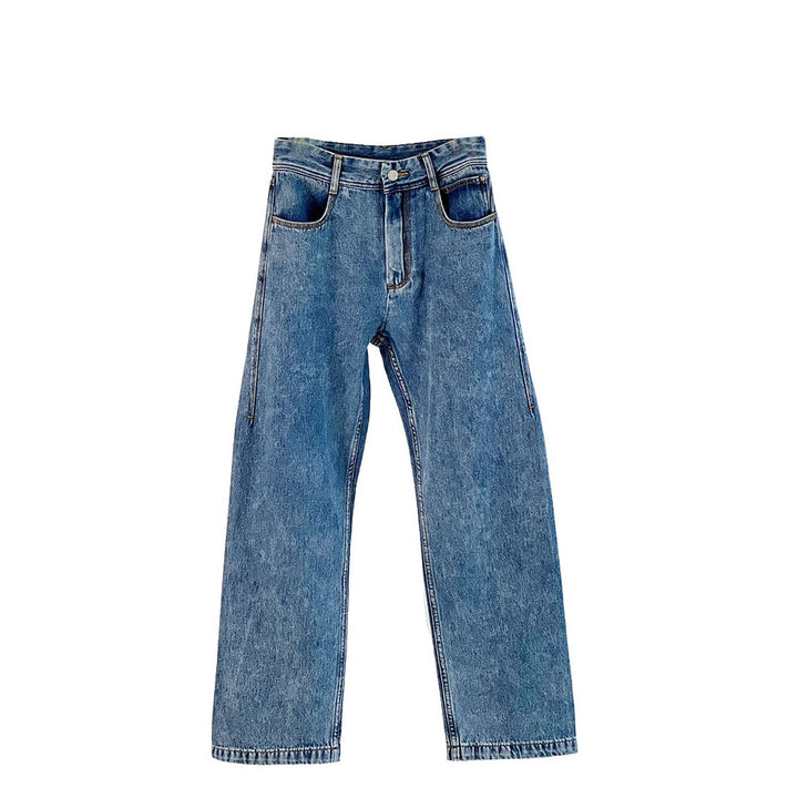 Dame afslappede jeans i moderne, loose fit med frynset kant og vintage-inspirerede accenter Stilla