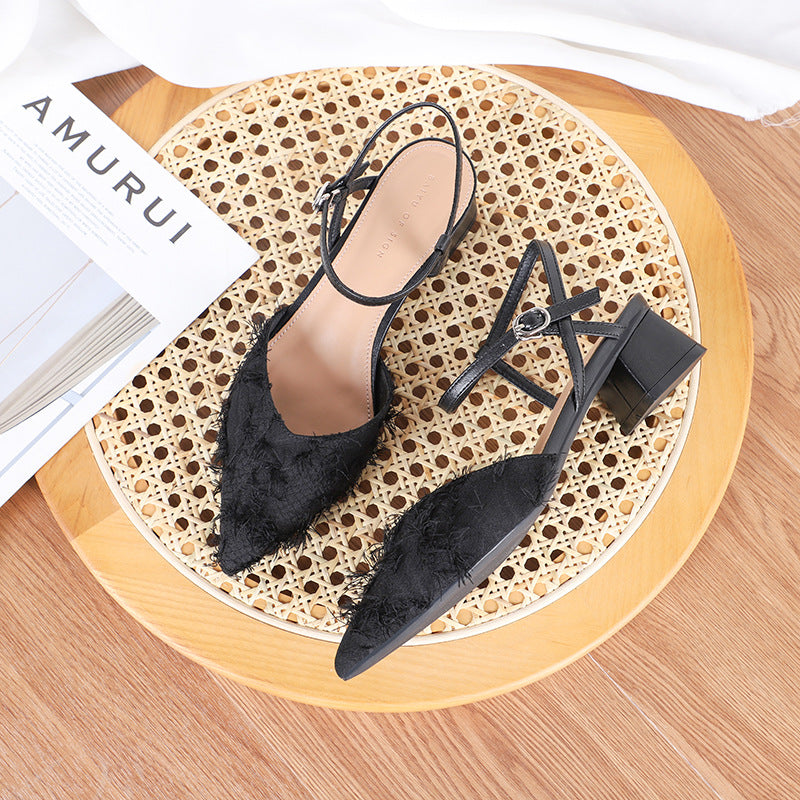 Femme Pyntet Blokhæle Slingback Stilla
