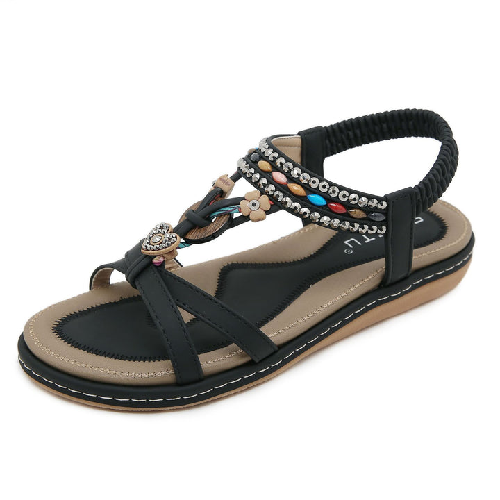 Dame Komfort-sandaler med dekorative accenter og elastisk remsystem Stilla