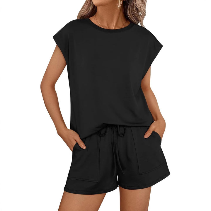 Dame afslappet to-delt sæt med bred top og shorts Skovae