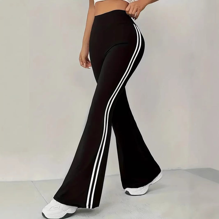 Kvinder Sporty Flared Leggings med Striber Stilla