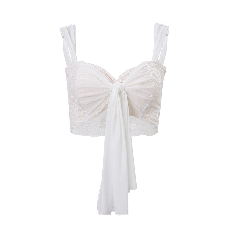 Dame spids-bustier med elegant sløjfedekoration Stilla
