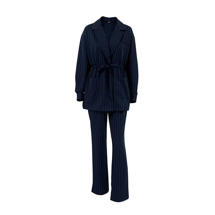 Dame To-delt Sæt med tætsiddende Blazer og elegante Vidde Bukser Stilla