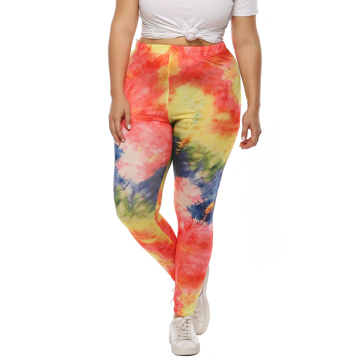 Dame farverige leggings med moderne batikmønster Skovae