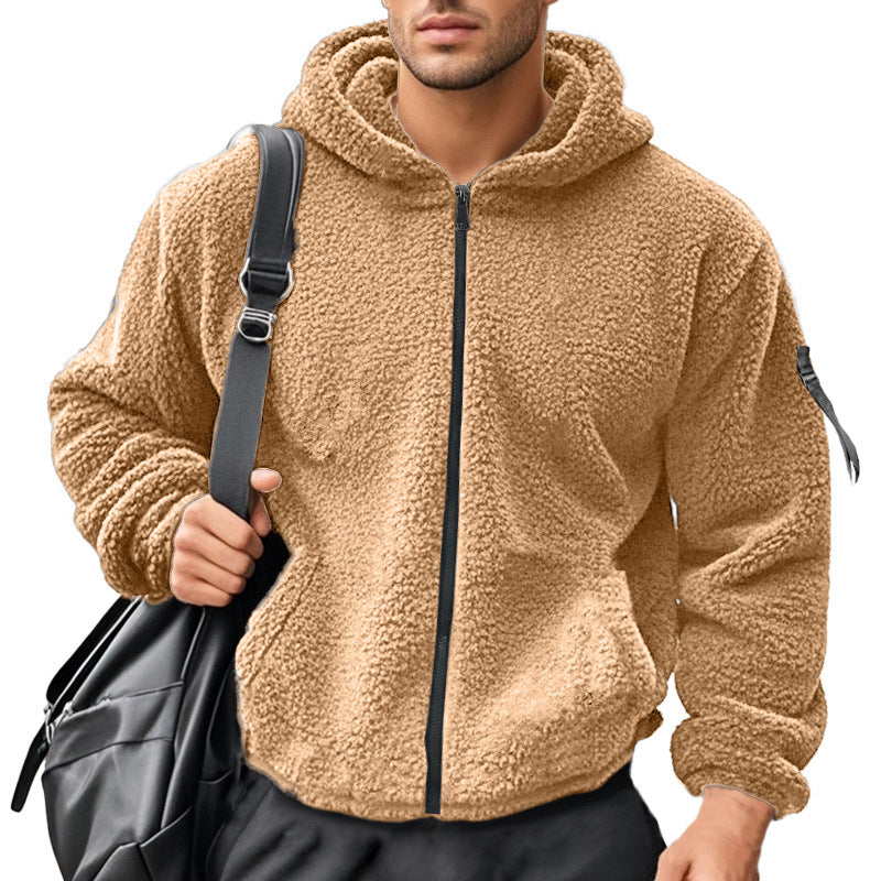 Herrer fleece hoodie med fuld lynlås og praktiske lommer Stilla