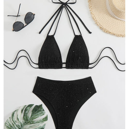 Dame Triangel-Bikini med funklende accenter og justerbare stropper Stilla